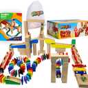 Calmado - 200 pcs Marble Run Wooden Set/Ball Track Set for Kids/Girls/Boys Made of Beech Wood + Bag + Instructions