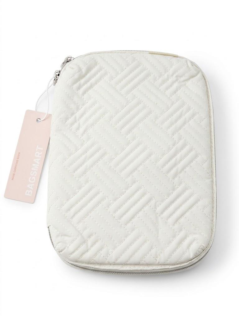BAGSMART Organizer Travel Case, Small  Organizer Bag for Essential, Off White