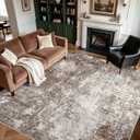 9x9 Square Living Room Area Rug Washable Non-Slip, Brown Beige