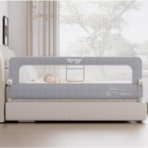 Bed Rail for Toddlers,71 Inch Foldable Baby Guard | 71 in Foldable Toddler Rail with Reinforced Anchors, No-Gap Mattress Fit, Double Lock, Washable Fabric for King|Queen