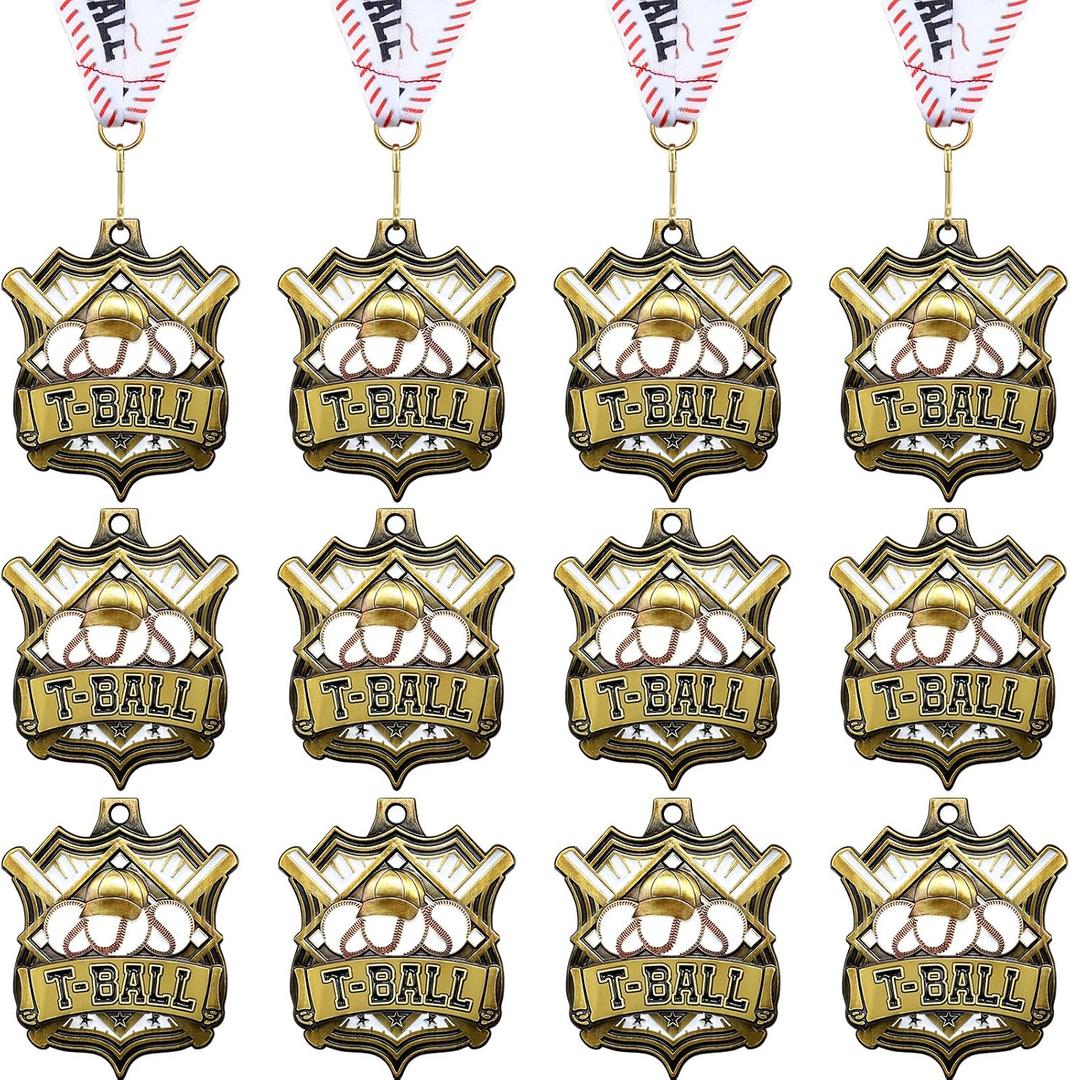 Ecation Medals with Neck Ribbons Sports Awards Medals Soccer Baseball Team Awards Softball T-Ball Flag Football Trophy Cheer up Favors for Sports Competitions Celebration Gift