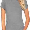 Beluring Women Shirt Short Sleeve Crew Neck Summer Soft Long TshirtsTee Tops Blouse Size M