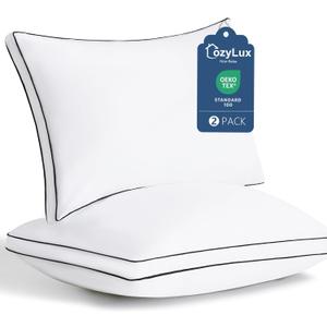 CozyLux Pillows Queen Size Set of 2, Soft and Supportive 3D Down Alternative Bed Pillow for Sleeping 2 Pack White, Luxury Hotel Quality Gusseted Bedding Pillow for Back, Stomach or Side Sleepers 18x28