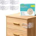 Viaky Baby Proofing Drawer Locks, Adhesive Safety Locks, Clear 4 Pack | Dual-Button Squeeze Release Keeps Toddlers Safe, No Drilling or Tools for 90-Degree Drawers Cabinets