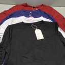 Sweetyweee 4 Pack Women's Half Sleeve T Shirts 1/2 Sleeve Basic Crew Neck Tops Elbow Length Casual Loose Fit Summer Tees(Small, Red, Navy Blue, White, Black)