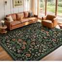 DUKINO 2.6x8 Rug for Hallway, Washable Kitchen Runner Rug with Non Slip Backing, Soft Low Pile Vintage Animal Runner for Bedroom, Kitchen, Hallway, Entryway, Laundry, Green