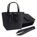 Paper Gift Bags with Handles-11 x 8 x 4 inch Paper Party Favor Bag Bulk with Bow Ribbon for Birthday Wedding/Bridesmaid Celebration/Craft/Business, Goody, Medium, Black and Pink 50pcs
