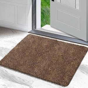 Premium Microfiber Indoor Door Mat  20"x30" Washable Entry Mat, Non-Slip, Waterproof Backing, Super Absorbent, Low Profile Entryway Doormat for Indoor Entrance (1'8" x 2'6" (Rectangular), Brown/Dark Brown Fibers)
