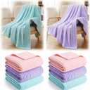 Buryeah 50 x 60 Inches Fleece Throw Blanket Soft Cute Warm Plush Flannel Fluffy Blankets for Wedding Sofa Couch Bed Seasons Employee Appreciation Gifts Bulk(Pink,Purple,Blue,6 Pack)