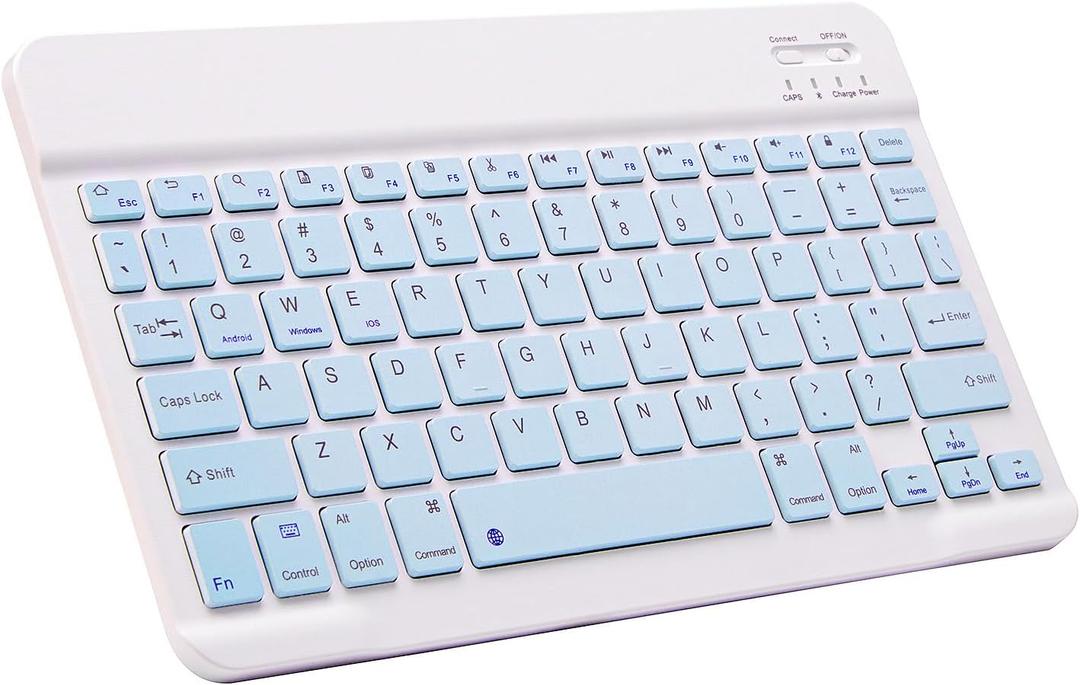 Ultra-Slim Bluetooth Keyboard Portable Mini Wireless Keyboard Rechargeable for Apple iPad iPhone Samsung Tablet Phone Smartphone iPadOS iOS Android (10 inch Blue)