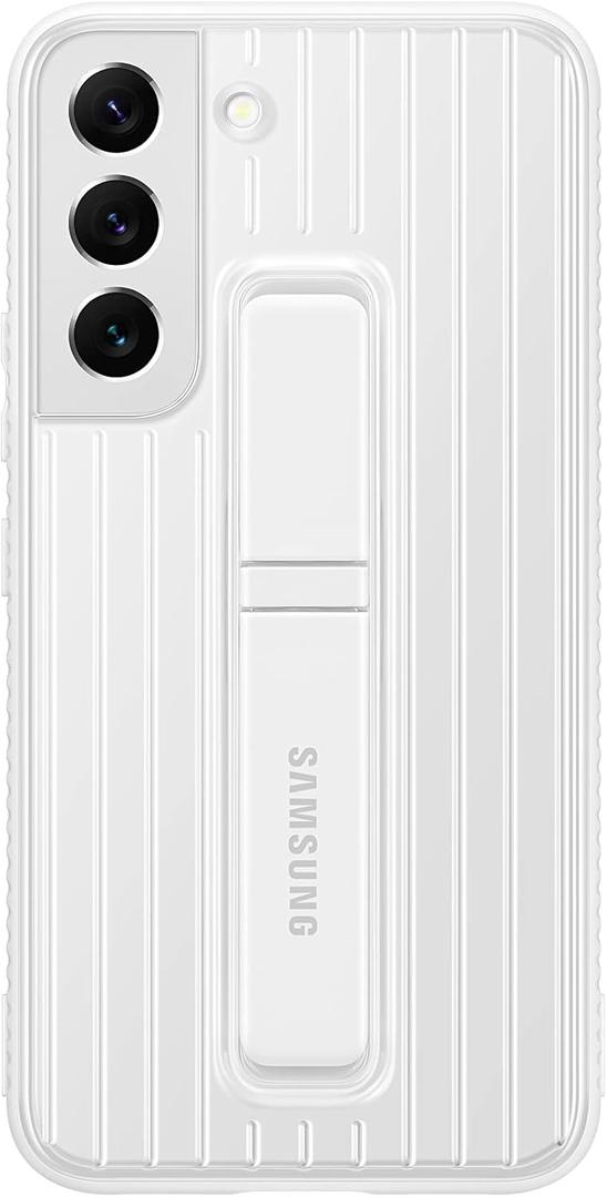 Samsung Electronics Galaxy S22 Protective Standing Cover, High Protection Phone Case, 2 Detachable Kickstands, 2 Viewing Angles, US Version, White, (EF-RS901CWEGUS)