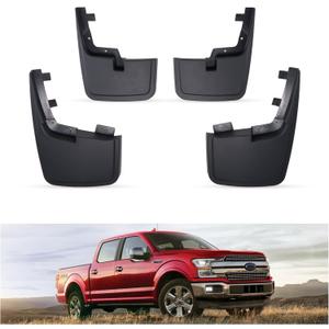 Kiwi Master Mud Flaps for 2015-2020 Ford F-150 (Without OEM Fender Flares), OEM Replacement # FL3Z-16A550-CA, FL3Z-16A550-DA, Heavy Duty Mud Guards, Front & Rear Splash Guards, No Drill, 4 Pcs Set