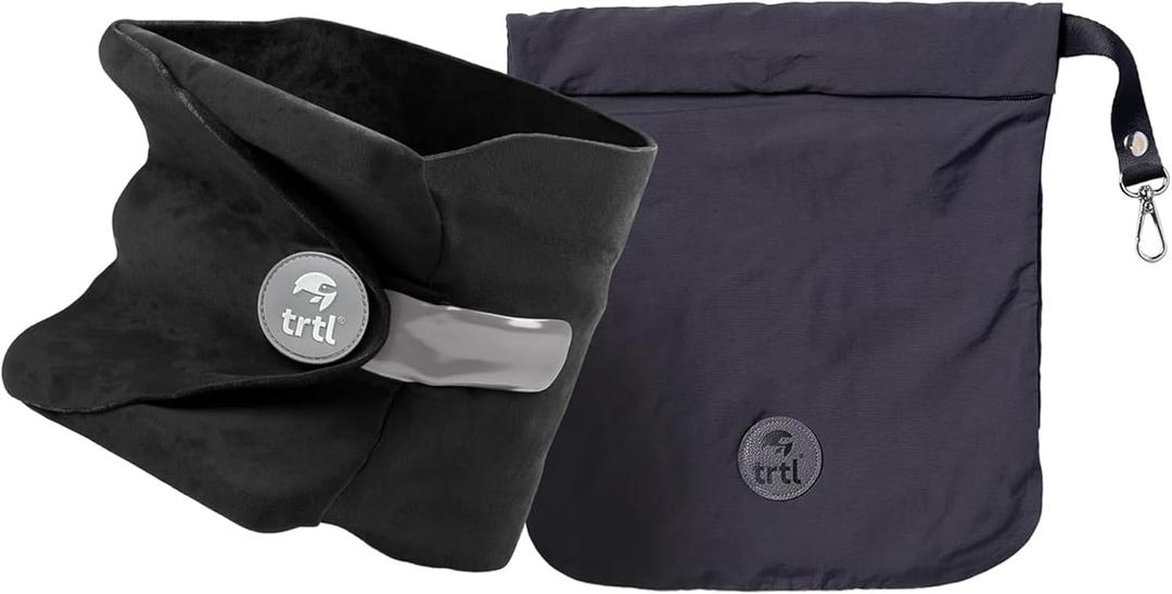 trtl Pillow - Scientifically Proven, Super Soft Neck Support Travel Pillow for Sleeping - Lightweight and Machine Washable - Ergonomic Design for Traveling on Airplanes, Cars, and Trains - Black