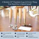 Airy Abode Premium Ash Wood Furniture Legs with Gold Caps (Full Install Kit), 10 Inches