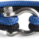 Mens Rope Bracelet - Stainless Steel Silver Shackle, Extremely Durable and Scratch Resistant Waterproof Paracord, Handmade, Nautical Wristband for Men (RoyalBlue)