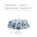 LVTXIII Outdoor Tablecloth with Umbrella Hole and Zipper, 60 Inch Water-Repellent Patio Table Cloth, Round Table Covers for Backyard Garden, Clemens Noir Blue