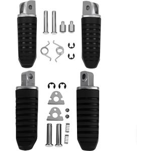 Motorcycle Footpegs, Front & Rear Foot Rest Foot Peg Footrests Black fits for Suzuki DL650 V-Strom 650 GSX1300R 2008-2012