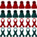 Bencailor 24 Pcs Mini Christmas Knitting Hats and Mini Christmas Scarf Set Knitting Doll Hat Scarf Santa Knit Hat Tree Ornaments for DIY Craft Art Doll Decoration (Red,Green)