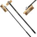 Pizza Oven Brush with Scraper,Grill Brush, Pizza Brush for Pizza Oven, 47.2 Inch Long Handle, Detachable Swivel Head Adjustable for Pizza Oven