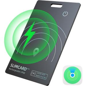 Bluetooth Wallet Tracker Card-1 Pack, 0.07 in Thin Rechargeable Wallet Finder Card Works with Apple Find My (iOS Only,Not for Android), iPhone Smart Card, Bluetooth Trackers for Passport, Purse, Bag (Black)
