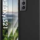 for Samsung Galaxy S21 Case,Liquid Silicone Upgrade [Soft Anti-Scratch Microfiber Lining][2 HD Screen Protector][Full Camera Protection] Shockproof Phone Case for Samsung S21 6.2 inch -Black