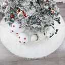 72 Inch Christmas Tree Skirt Faux Fur Snow White Luxury Plush Large Size Fluffy Home Holiday Decor Xmas Gift
