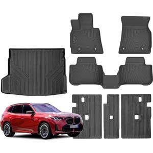 Floor mats & Trunk Mat & Backrest Mat Compatible with 2025 2026 BMW X3 M50/30 xDrive, Cargo mat All Weather TPE Protection Waterproof Floor Liners for 2025 BMW X3 M50/30 xDrive Accessories, Black