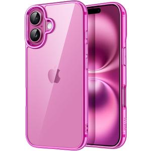JETech Case for iPhone 16 6.1-Inch, Non-Yellowing Shockproof Phone Bumper Cover, Anti-Scratch Clear Back (Pink)