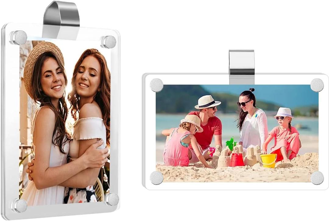 4 x 2Pcs Car Acrylic Magnetic Personalized Photo Holder Car Accessories Car Visor Photo Clip, Car Visor Picture Frame, Suitable for Adding Family or Personal Photos