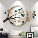 Futyli Large Wall Decor Living Room Metal Art Wall Decor 3D Ginkgo Leaf Decor Wall 36.6" Vertical Wall Art Modern Unique Entryway Decor Wall For Bedroom Dining Room Metal Wall Sculptures (36.6L" x 23.3W")