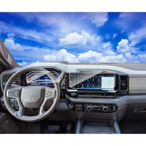 3pcs 2024 2025 2026 Chevy Silverado Screen Protector for 2022 2023 2024 Chevrolet Silverado GMC Sierra 1500 2500HD 13.4Inch 2024 Silverado Sierra Accessories (Glass Nav. Film&Nano Dash Film)