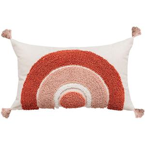 Mauve Pillow Cover Watermelon Red Cotton Woven Tufted Lumbar Pillow Cover 12x20 inch Boho Rainbow Pillow Semicircle with Tassels Decorative Pillowcase Rectangle Cover for Couch Bed (F)