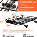 Roof Rack Basket 51 X 36 X 5 Upgraded Universal Rooftop Cargo Basket, Heavy Duty 250LB Cargo Basket Car Roof Basket for SUV, Truck, Cargo Net with Attachment Hooks, 2pcs Ratchet Straps