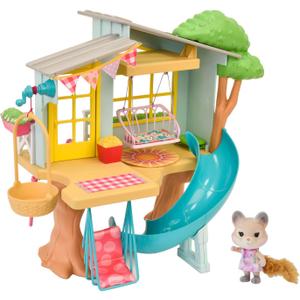 Interactive 2 Story Tree House Playset with Exclusive Squirrel Poseable Figure Includes 21 Pieces