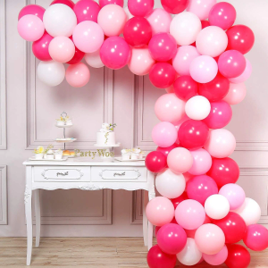 Inflatable Balloons, Pink/White, Party Decorations