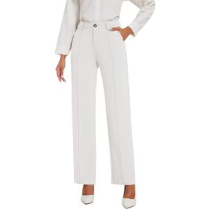 Women's Dress Pants Stretchy Business Casual Work Pants Straight Leg Slacks for Office (4)