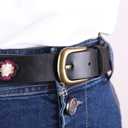 gofidin Women's PU Leather Waistband Casual Flower Embroidered Decoration Ladies Belt Versatile Fashion Retro Belt (Black)