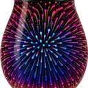 Leyoue 3D Glass Fireworks Electric Wax Melt Warmer with PTC Heating Plate 7 Colors LED Changing Light Wax Burner Melter Fragrance Warmer for Home (3D)