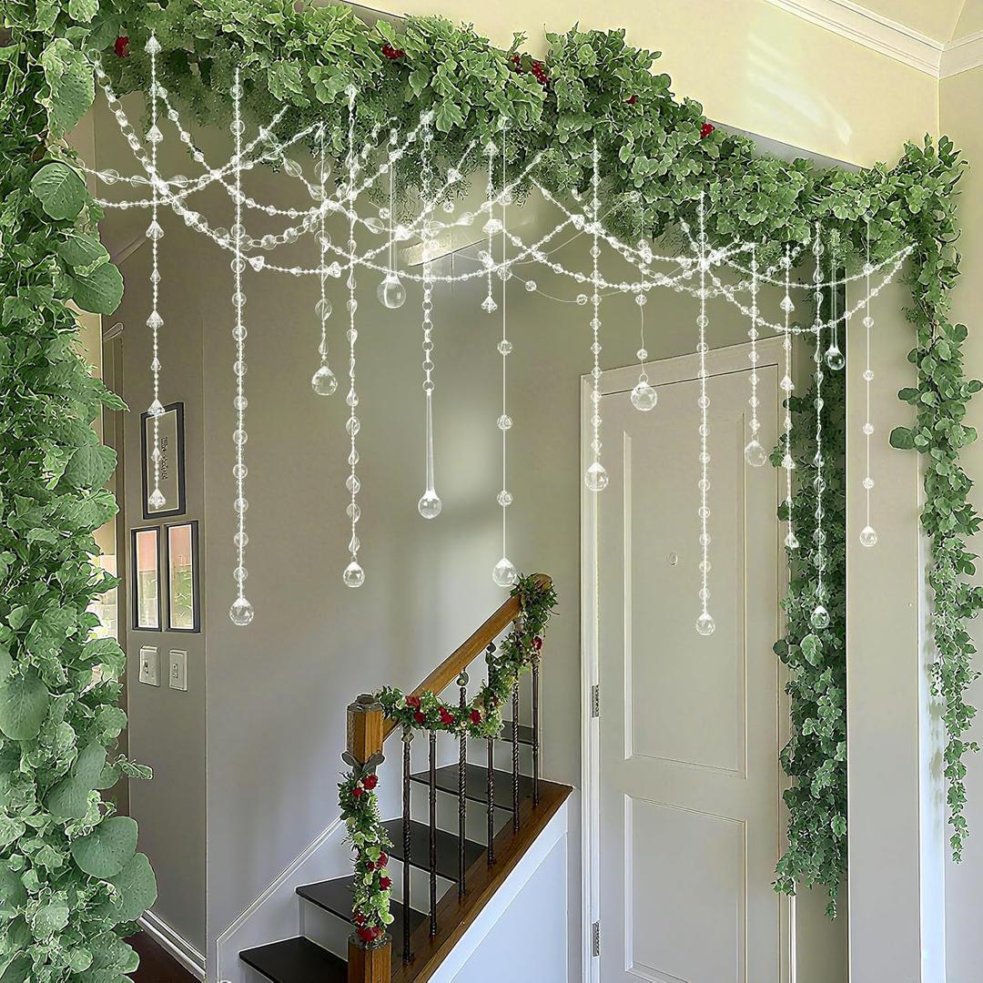 Soulchen 24 Pcs 20 Inch Christmas Icicle Ornament Set Clear Acrylic Extra Large Hanging Crystal Xmas Icicle Drop Ornaments for Christmas Winter Wedding Party Decor