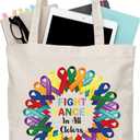 BDWPSS Cancer Awareness Gift Cancer Fighter Gift Fight Cancer In Colors Tote Bag Cancer Support Gift Hope Ribbon Gift