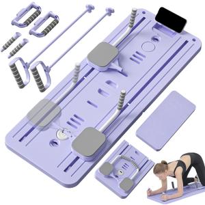 Pilates Board, Pilates Reformer Set, Multi-Purpose Foldable Pilates Reformer Board for Home, 5 in1 Pilates Sliding Board, Pilates Equipment (Purple)