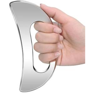 Gua Sha Massage Tool with Handle (Stainless Steel) ，Body Muscle Massage Scraper Tools，Larger Fascia Guasha Scraping Metal Tool for Back Neck Face Leg
