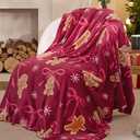 Bedsure Pink Christmas Throw Blanket for Couch - Soft and Warm Gingerbread Blanket Pink Christmas Decor Gifts for Women, 50"x60"