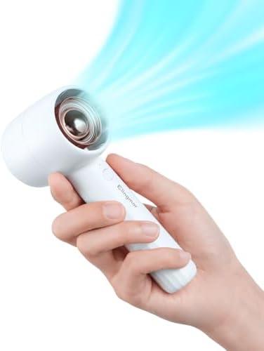 Mr.Young Portable Handheld Fan - Quiet, 3-Speed Adjustable, Turbo Design, USB-C Rechargeable, Pocket-Sized with Desktop Stand, 10+ Hours Battery Life, Outdoor and Indoor Use (White), Small 2 Pack