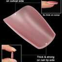 5 x 16 Sizes Coffin Press on Nails Reusable 32pcs Glossy Gel Fake Nails with Glue and Jelly Stickers (Dusty Rose)