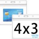 Extra Thick Horizontal ID Card Name Tag Badge Holder with Waterproof Type Resealable Zip (4x3 Inches Medium Size, 6Packs)