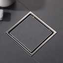6 Inch Brushed Nickel Square Shower Floor Drain, with Removable Grille Cover Tile Insert Hidden Form, SUS304 Stainless Steel