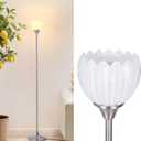 Shenmoyl Floor Lamps for Living Room, Bedroom, Nickel Standing Lamp with 12W Bulb, Vintage Floor Lamp for Reading, Nursery, Corner (White Tulip)