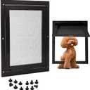 Tongass Easy-to-Install Screen Door Pet Flap 10" x 15 1/4" Screen Pet Door Suitable for Pets Under 100 Lbs Impact-Resistant Frame with Secure Dual Sliding Locks for Porch and Window Screens (Large, Black)