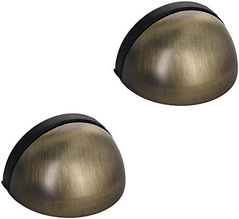 Juvielich Floor Door Stopper Semicircle Shaped Door Stopper for Home Hotel Bedroom Office Antique Bronze Tone 2PCS